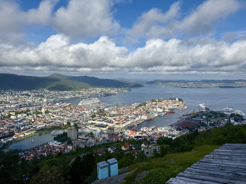 View from Mount Ulriken funicular in Bergen, Norway travel highlights.