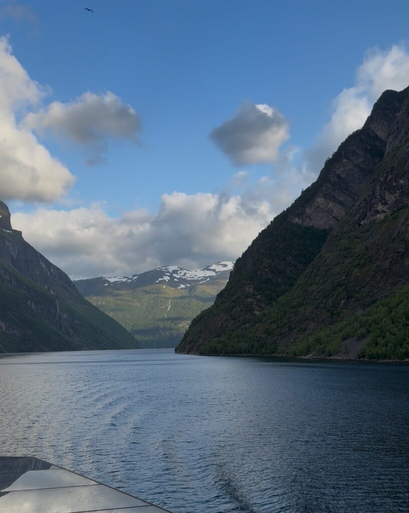 Norwegian fjords sailing. A good hour of this view before you port in Geiranger.
