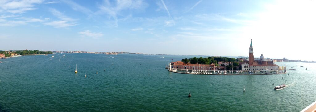 Beautiful view of Venice from the water. Cruise ships no longer dock in Venice; I'm lucky to have experienced it years ago.