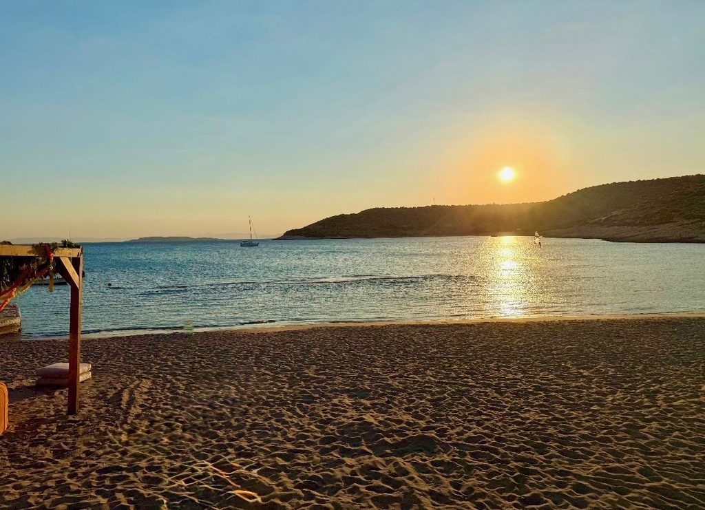 Sunset over the Aegean Sea in Anavyssos Greece on the Athens Riviera