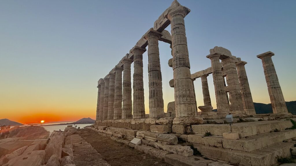 Sunset at Cape Sounion and the Temple of Poseidon
